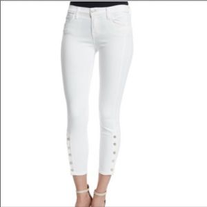 J Brand Cropped White  Jeans Ankle Button